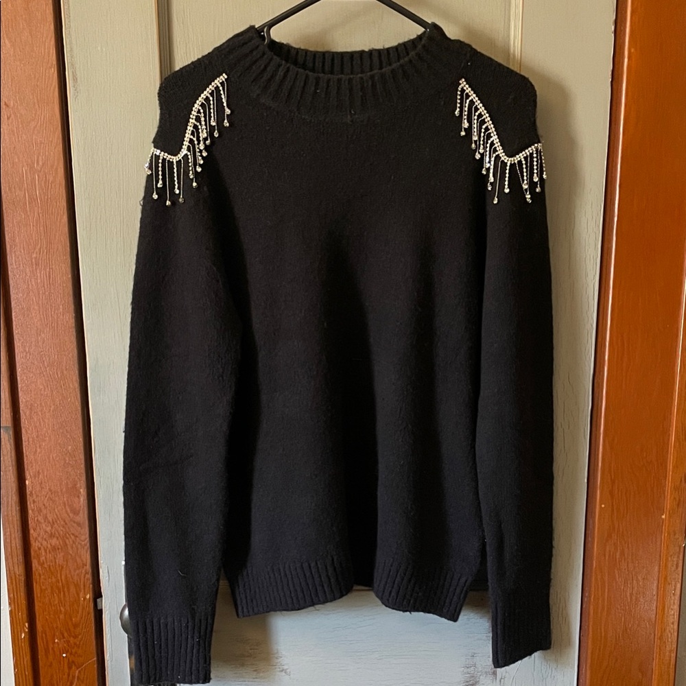 Black Sweater with Jewel Details